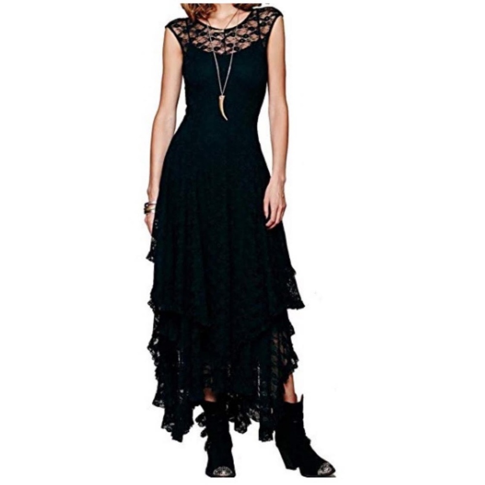 Layered Asymmetrical Lace Dress